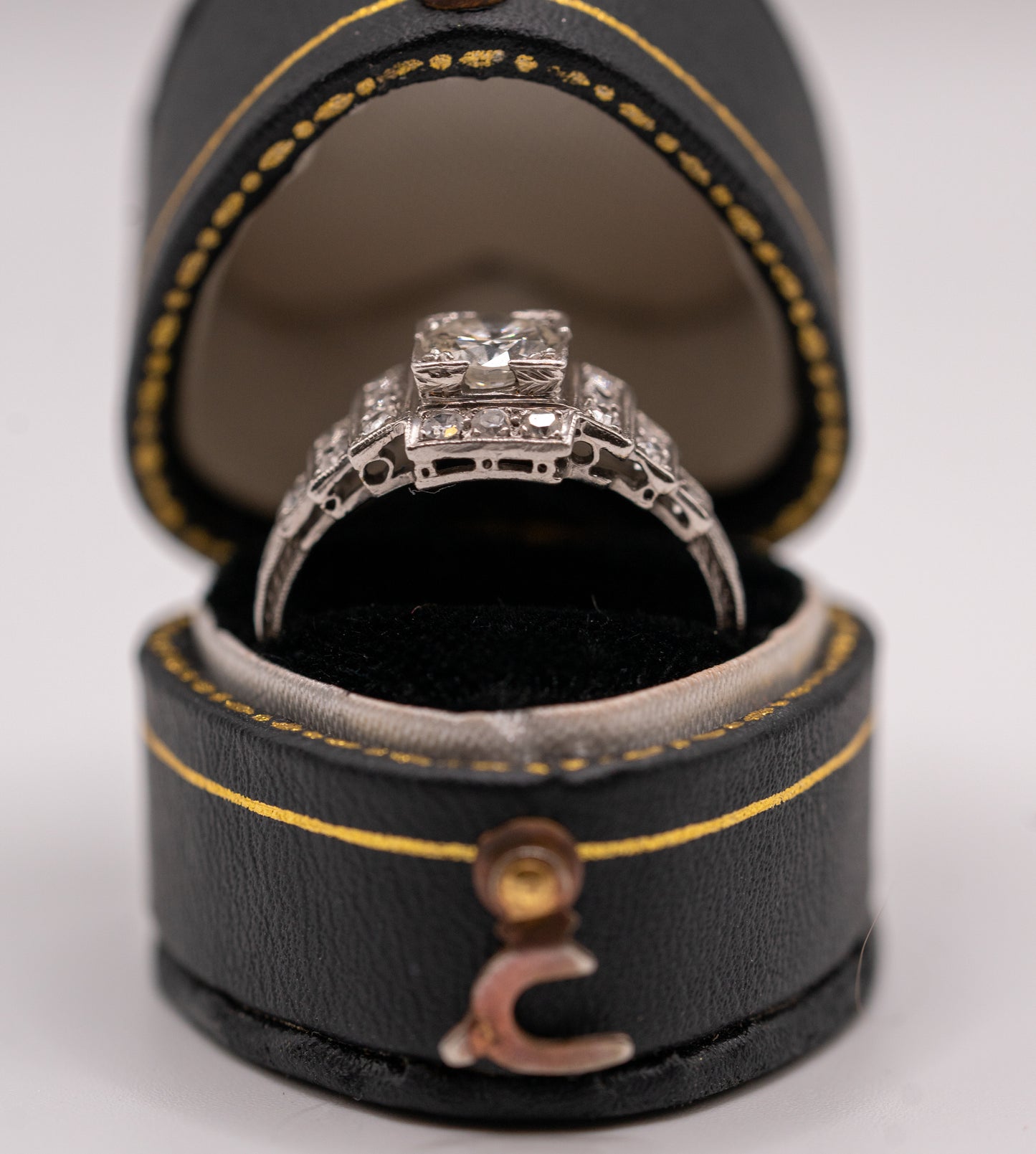 Platinum Art Deco step diamond ring
