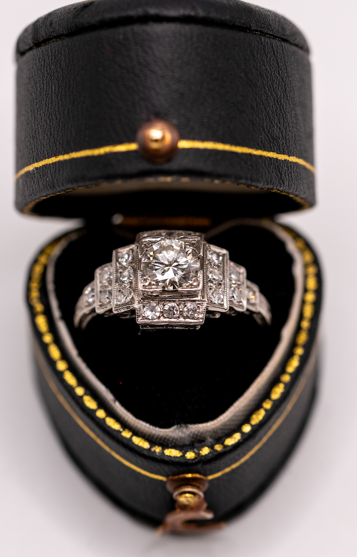 Platinum Art Deco step diamond ring